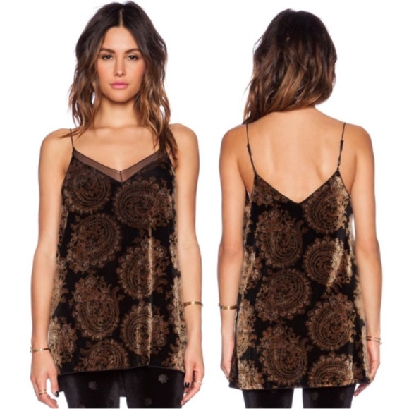 Free People Tops - Free People Printed Drippy Velvet Tank Black Combo S